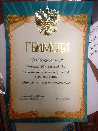 Викторина для школьников «Мои права и ответственность» 